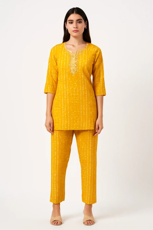 Yellow Bandhani Front