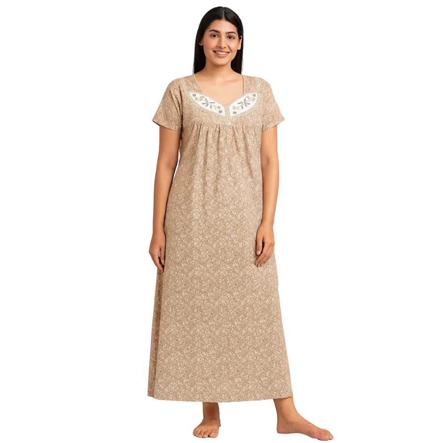 Ruby Red Polka Blossom Cotton Nighty
