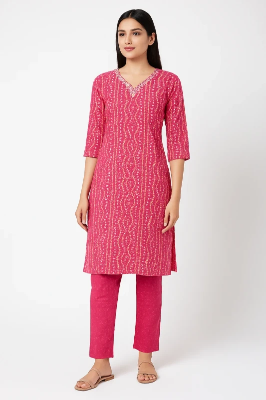 Pink Bandhani Front