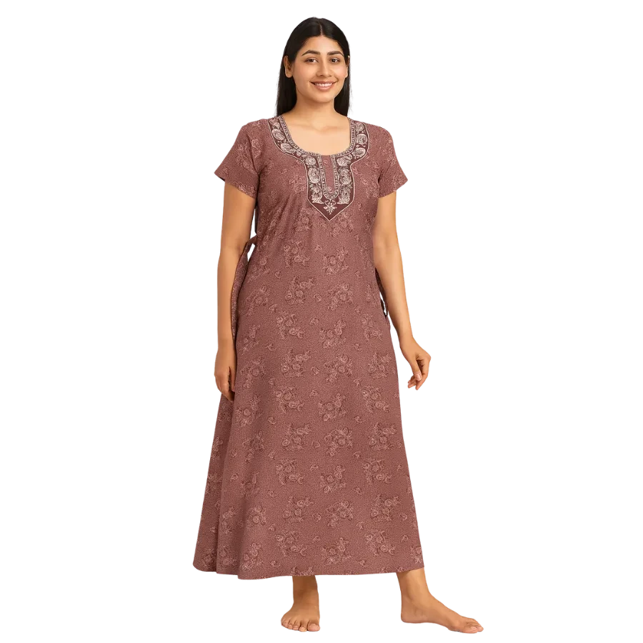 Beige Blossom Comfort Cotton Nighty